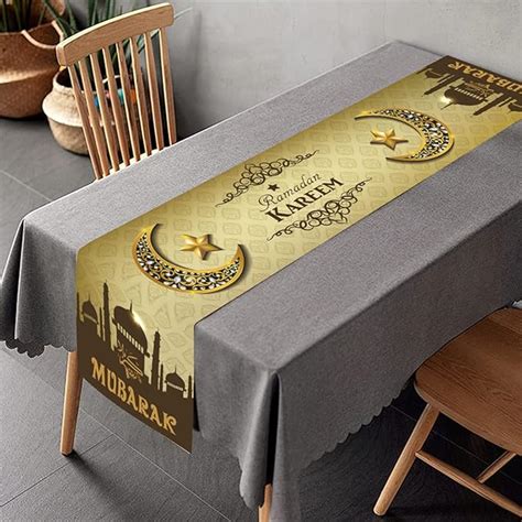 Eid Mubarak Table Runner Ramadan Mubarak Tablecloth Table Cover Mosque