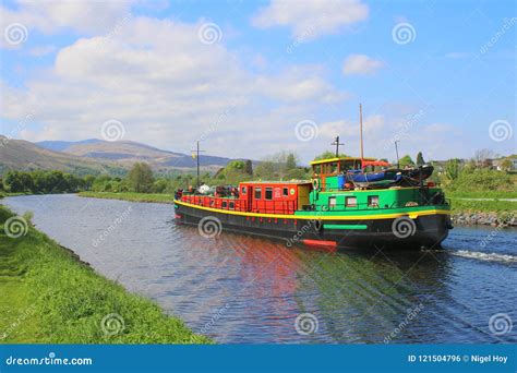 Dutch Barge Cruising Scottish Canal Editorial Photo - Image of canal ...