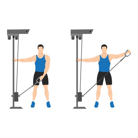 Man Doing Cable One Arm Lateral Raise Exercise Flat Vector