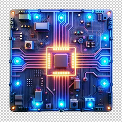 Premium Psd A Futuristic Computer Circuit Board With Neon Light