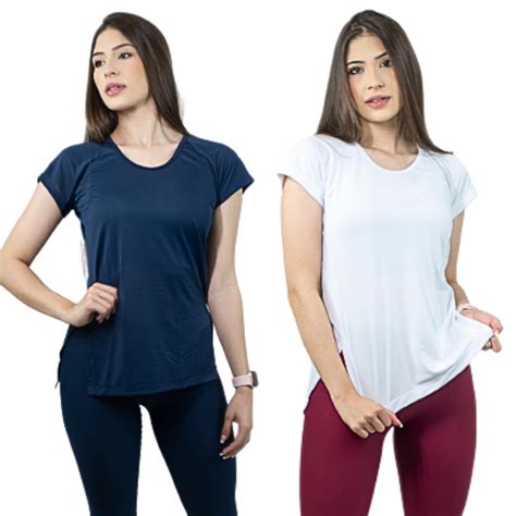 Kit 2 Camiseta Feminina Dry Fit Poliamida Tapa Bumbum Furadinha UV50