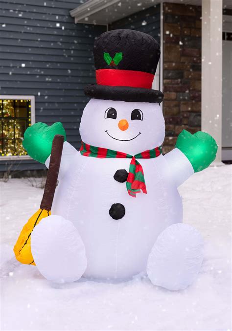 5FT Inflatable Light Up Happy Snowman Prop Christmas Decorations