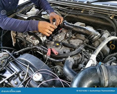 Car Service Engine Repair Check Up Maintenance Auto Mechanic Man