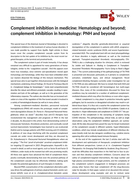 Complement inhibition in Medicine: Hematology and beyond; Complement inhibition in Hematology ...