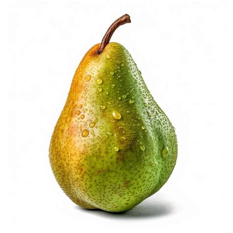 Premium Ai Image A Green Pear With Water Droplets On It