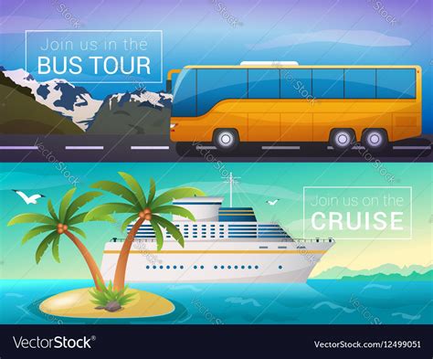 Travel Banners Set Bus Tour To Alps Royalty Free Vector