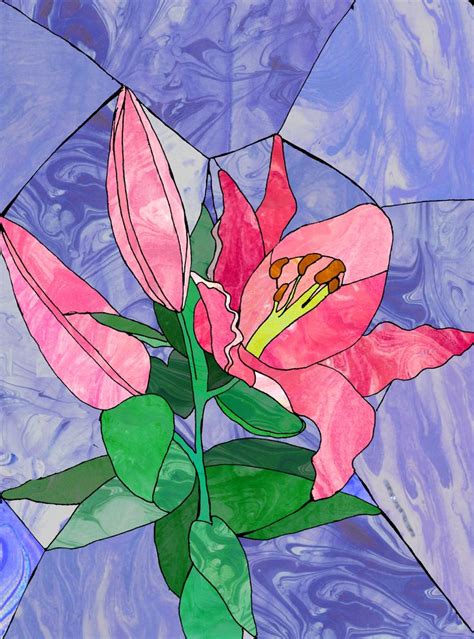 Stained Glass Lily Lily Etsy Stained Glass