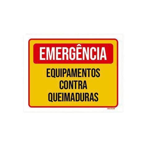 Kit 3 Placas Emergência Equipamento Contra Queimaduras Sinalizocom