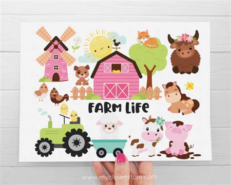 Pink Farm Clipart Premium Design By Myclipartstore