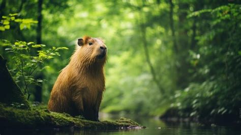 Premium AI Image | A stunning image capturing a capybara in its natural habitat