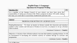 Specimen Proposal Writing English Language Notes Teachmint