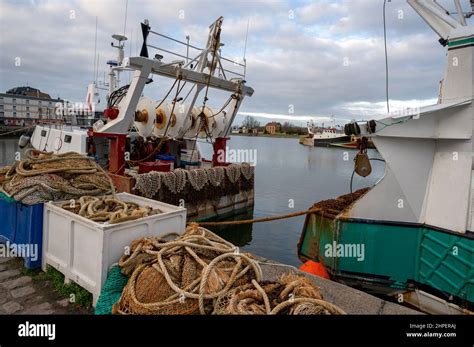 Honfleur Fishing Port On The Normandy Coast In France With Boats And