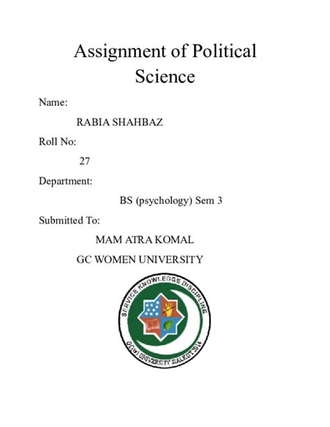 Doc Assignment Of Political Science Rabia Shahbaz