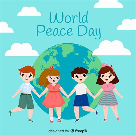 Free Vector | Peace day background with kids