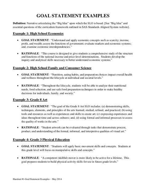 Handout 1 Goal Statement Examples May 2014 Final