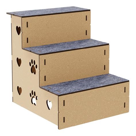 Escada Para Pet Rampa Cachorro Gato Em Mdf 3 Degraus Carpete Shopee