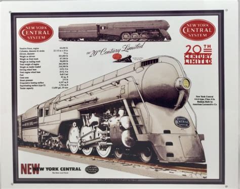 New York Central Th Century Limited Railroad Sign Mrtrain