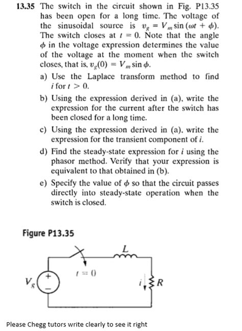 Solved The Switch In The Circuit Shown In Fig P Chegg