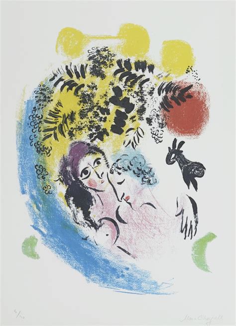 Marc Chagall Lovers With Red Sun Les Amoureux Au Soleil Rouge 1960