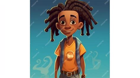 Premium Photo | A cartoon boy with dreadlocks and a backpack standing ...