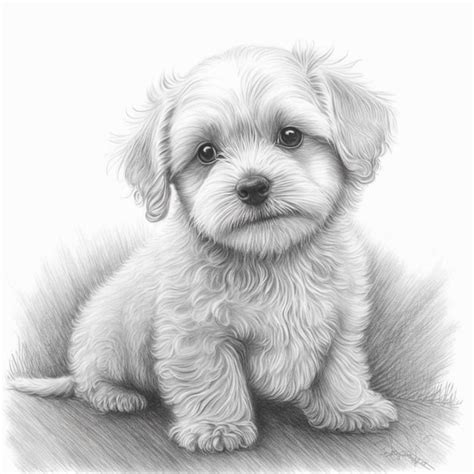 Premium Ai Image Pencil Sketch Of Cute Baby Dog Generative Ai