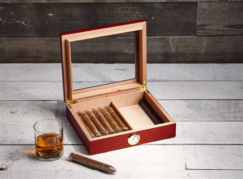 Personalized Cigar Humidor Engraved Glass Top Cigar Box Etsy