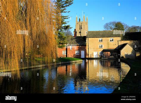 Bourne Eau, St Peters church and Baldocks Mill, Bourne town ...