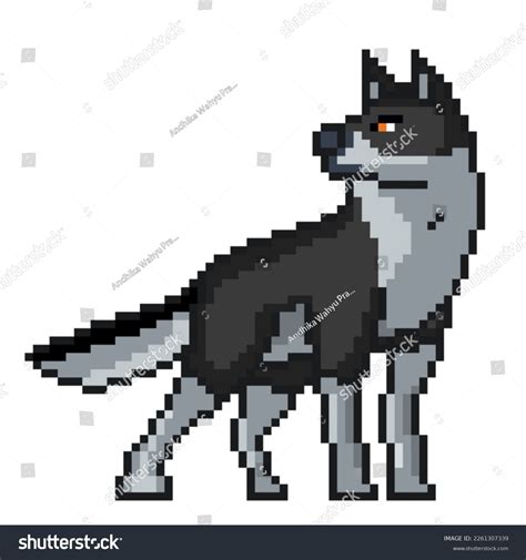 Grey Wolf Pixel Character Game Retro Stock Vector (Royalty Free ...