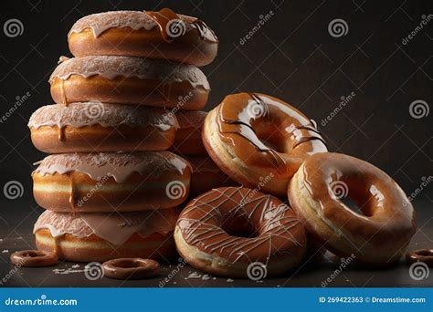 Stack Of Donuts With Chocolate Icing Ai Generative Traditional Donut