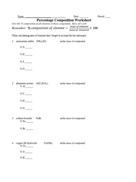 Grade 10 Percent Composition Worksheets 2024 - Worksheets Library
