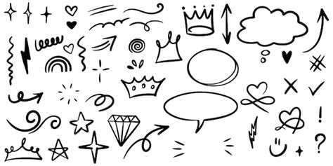 Premium Vector Hand Drawn Set Doodle Elements For Concept Design