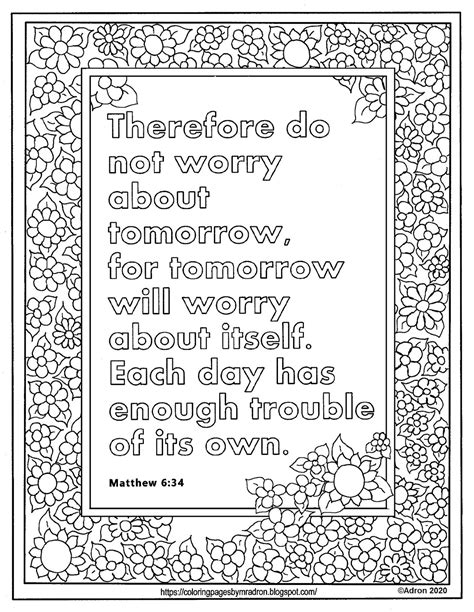 Matthew 6 25 Coloring Sheet