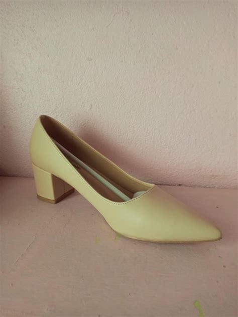 Nude Block Heels Women S Fashion Footwear Heels On Carousell