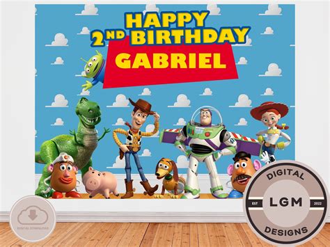 Toy Story Birthday Backdrop Banner Personalized Toy Story Etsy