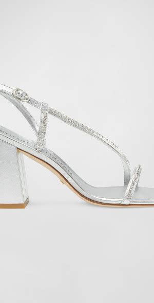 Stuart Weitzman Soiree Metallic Crystal Slingback Sandals