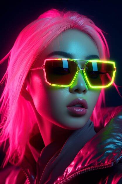 Premium Ai Image Attractive Asian Woman With Flawless Skin Neon