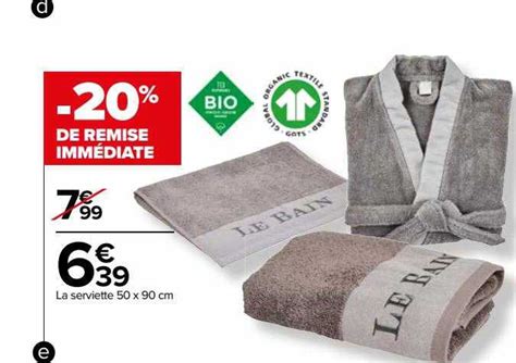 Promo La Serviette X Cm Tex Bio Chez Carrefour Icatalogue Fr