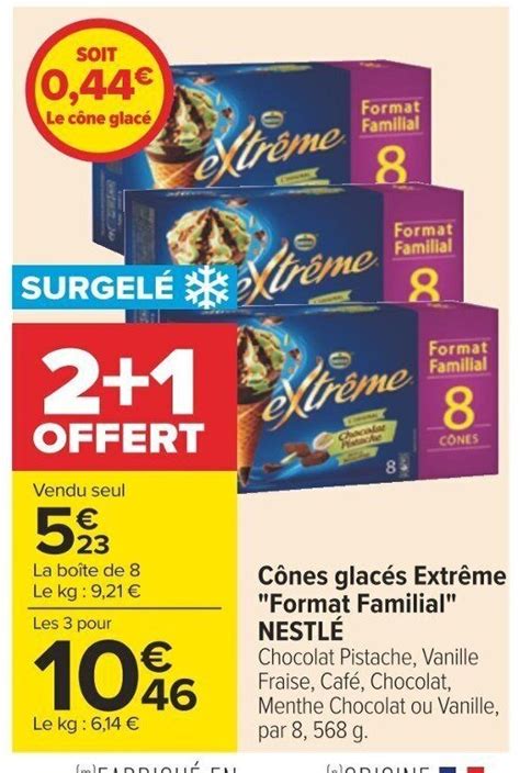 Promo Cônes glacés Extrême Format Familial NESTLÉ chez Carrefour