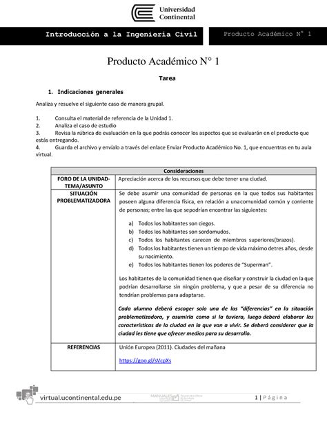 Producto académico N1 Introducción a la Ingeniería Civil Producto