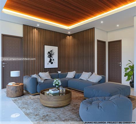 Desain Ruang Keluarga Rumah Modern Lantai Ibu Christina Di Bsd