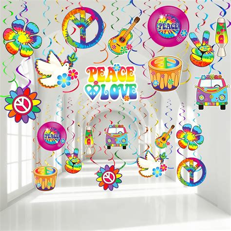 Amazon 60 S Hippie Theme Party Foil Swirl Decorations 60s Groovy