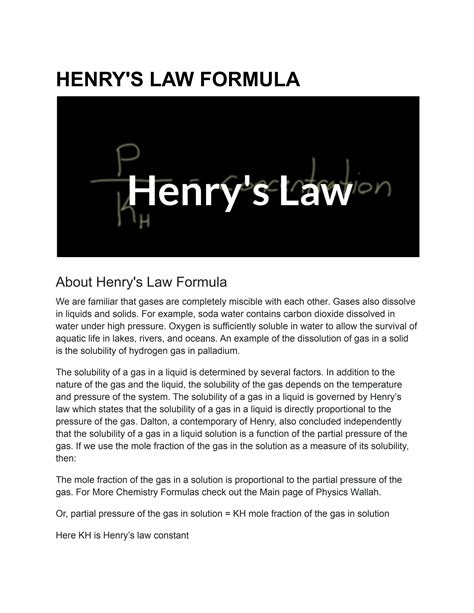 HENRY'S LAW FORMULA by maitri sharma - Issuu