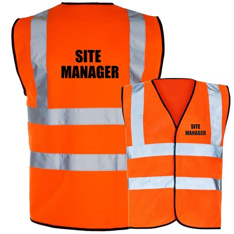 Site Manager Pre Printed Yellow Orange Hi Vis Safety Vest Hi Viz