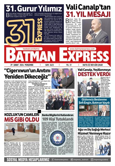 29 ŞUBAT 2024 PERŞEMBE Batman Express Gazetesi