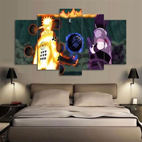 Naruto The Final Showdown Anime 5 Panel Canvas Art Wall Decor