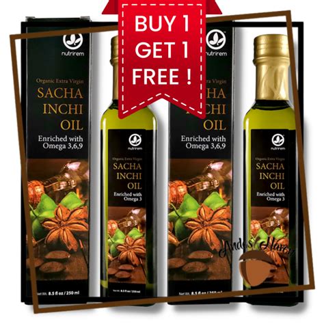 NutriRemOrganic Extra Virgin Sacha Inchi Oil 250mL Buy 1 Free 1