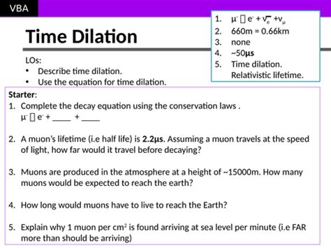 Time Dilation A2 Physics Edexcel Teaching Resources