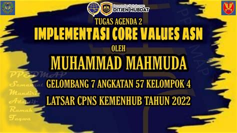 Contoh Implementasi Core Values ASN BerAkhlak Tugas Agenda 2 Latsar