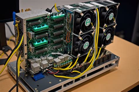 Bitcoin Mining Rig With Gpus And Asics Crunching Numbers Stock Photo