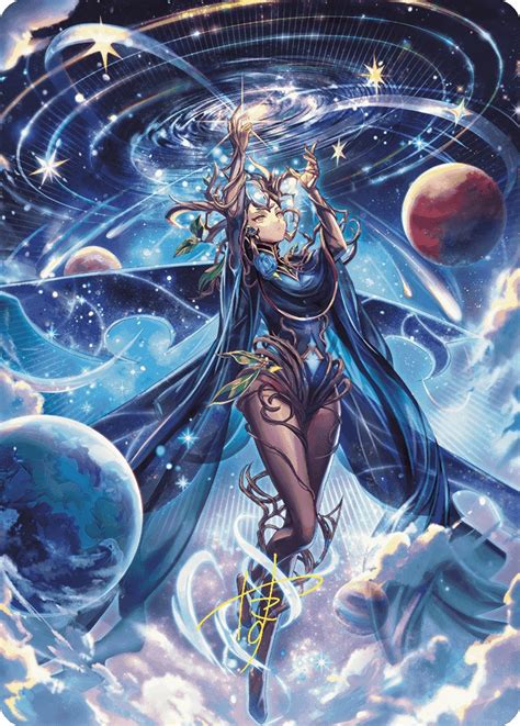 Omniscience Anime Art Card Gold Stamped Signature Art Series Wilds Of Eldraine Magic The